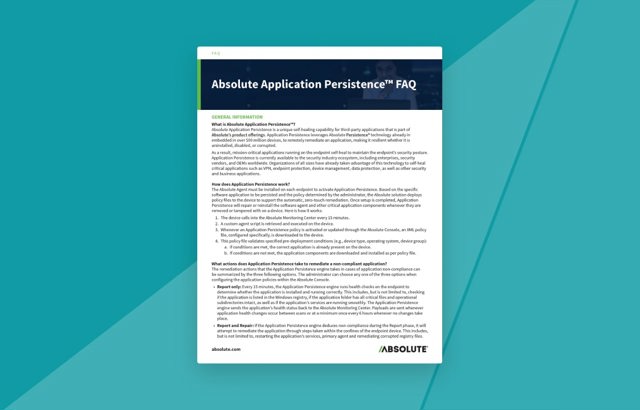 Application Persistence FAQ